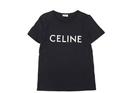 セリーヌ　クルーネック ロゴプリント半袖Tシャツ ブラック 2X314916G.01OB